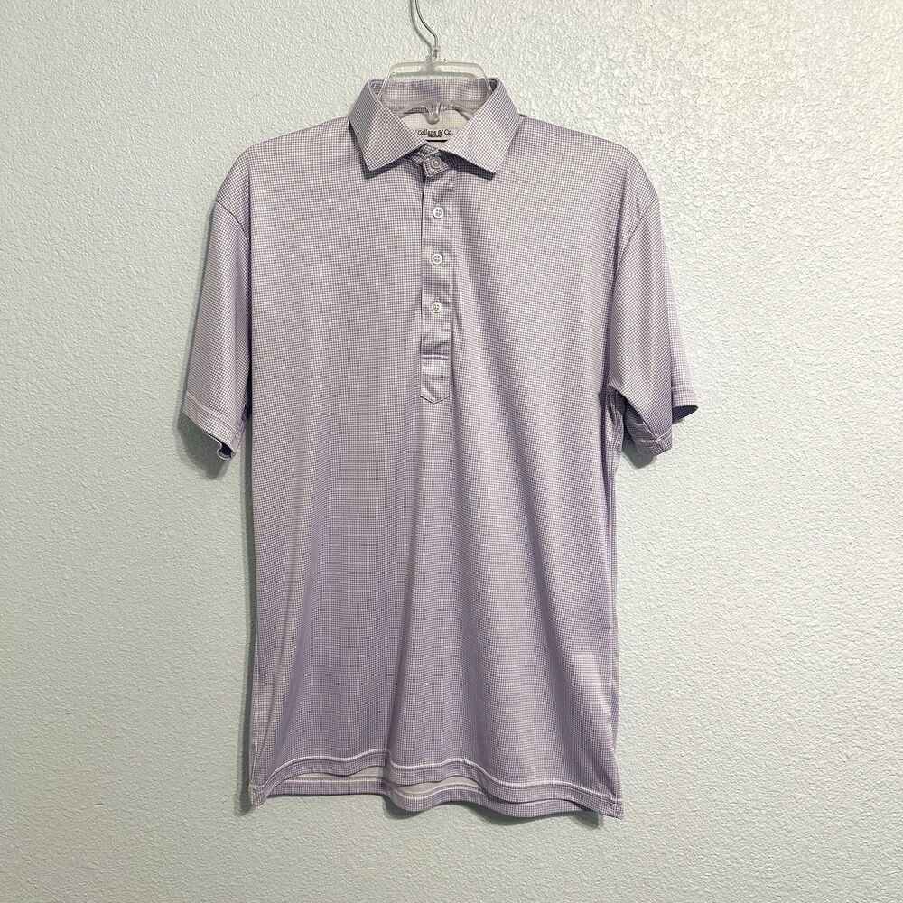 Collars & Co. Polo Shirt Mens Medium Purple Geometric Featherweight Relaxed Knit